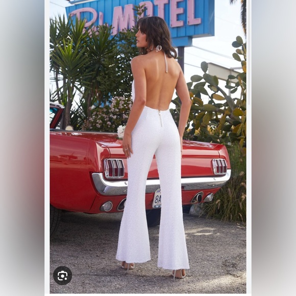 12th Tribe White Sequin Jumpsuit size XL, fits size 10-12. - Picture 2 of 2